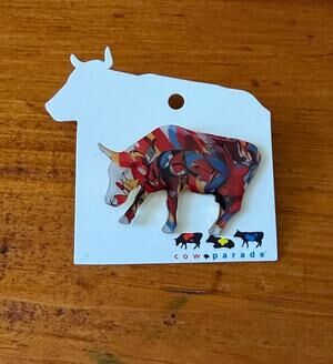CowParade Colorful Art Cow Pin Multicolor Acrylic Statement Collectible
